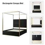 Lit à baldaquin Queen Size Milton contemporain rembourré par