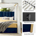 Lit à baldaquin Queen Size Milton contemporain rembourré par