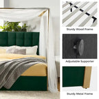 Lit à baldaquin Queen Size Milton contemporain rembourré par