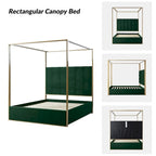 Lit à baldaquin Queen Size Milton contemporain rembourré par