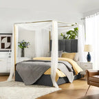 Lit à baldaquin Queen Size Milton contemporain rembourré par