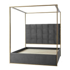 Lit à baldaquin Queen Size Milton contemporain rembourré par