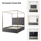 Lit à baldaquin Queen Size Milton contemporain rembourré par