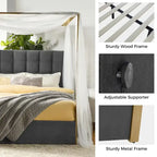 Lit à baldaquin Queen Size Milton contemporain rembourré par
