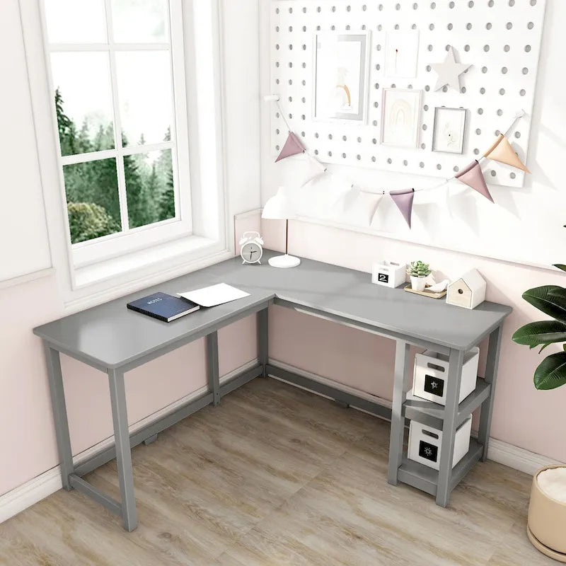 Bureau d'angle avec étagères