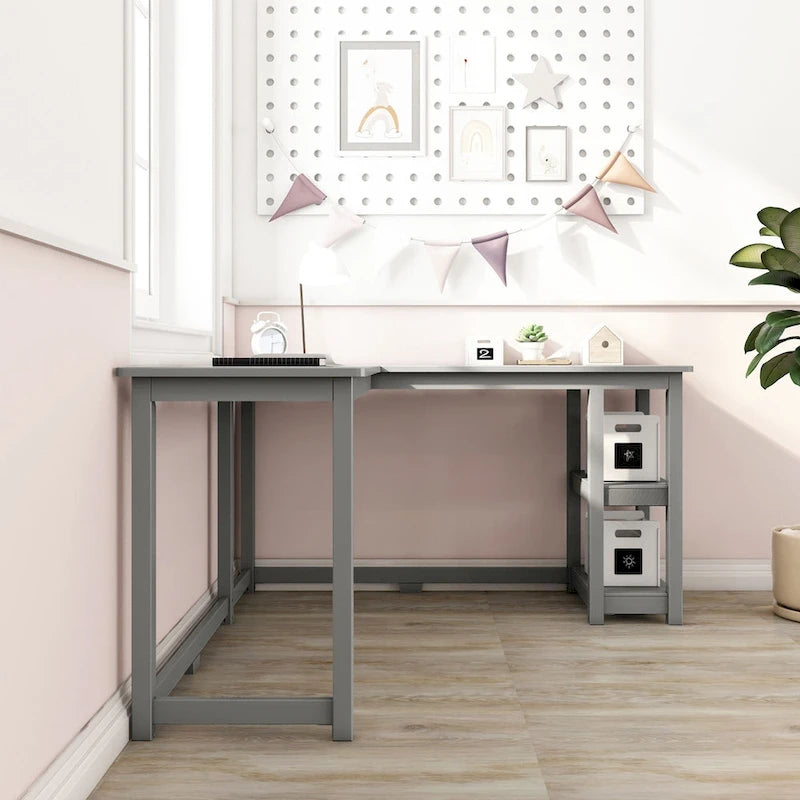 Bureau d'angle avec étagères