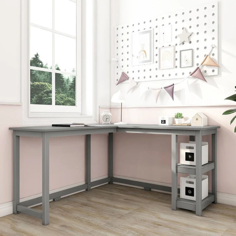 Bureau d'angle avec étagères