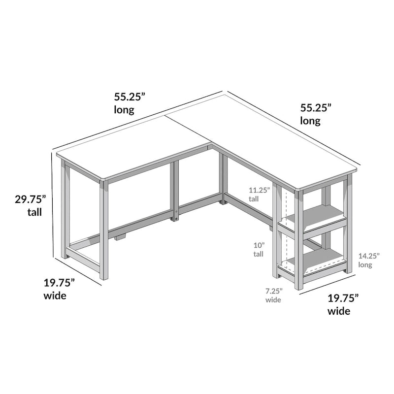 Bureau d'angle avec étagères