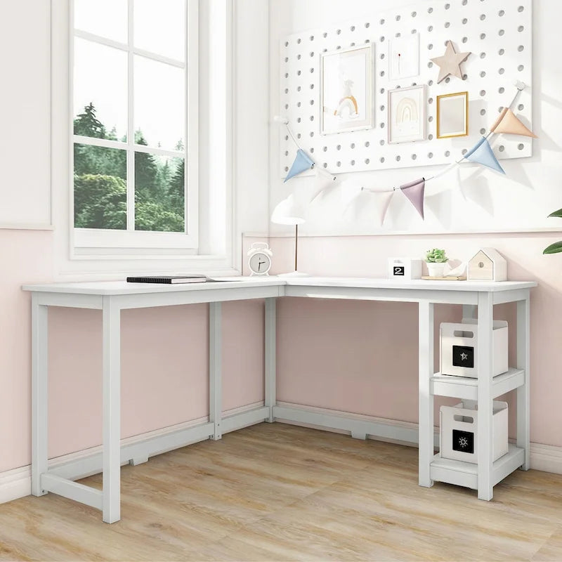 Bureau d'angle avec étagères