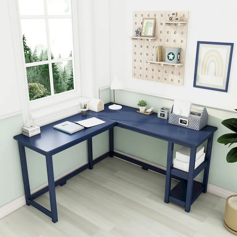 Bureau d'angle avec étagères