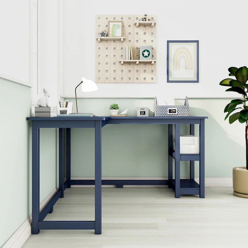 Bureau d'angle avec étagères
