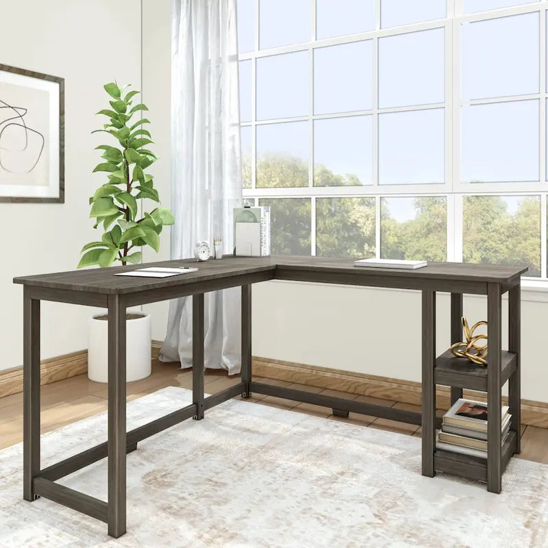 Bureau d'angle avec étagères