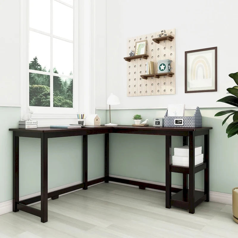 Bureau d'angle avec étagères