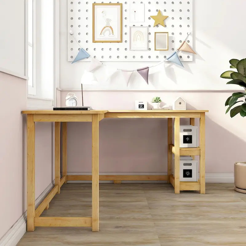 Bureau d'angle avec étagères