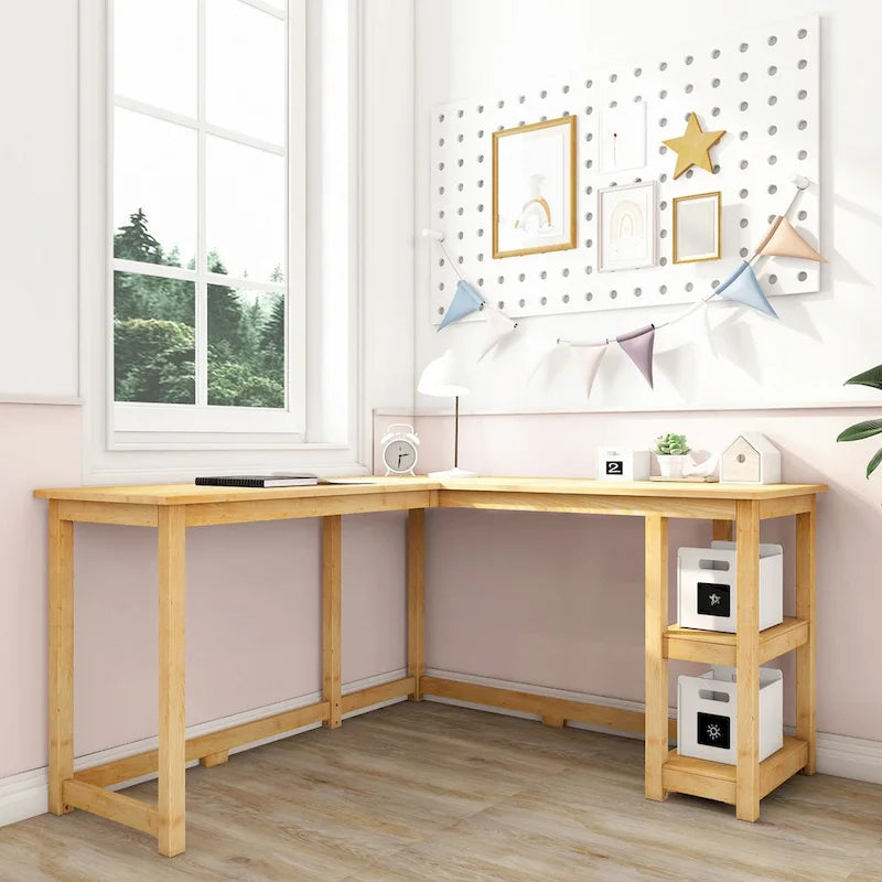 Bureau d'angle avec étagères