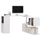 Bureau d'angle pivotant 55 pouces : Poste de travail en L avec étagères de rangement