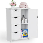 Meuble de salle de bain en bois, meuble de rangement autonome avec 4 tiroirs et 1 placard
