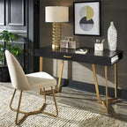 Bureau noir avec base en métal doré