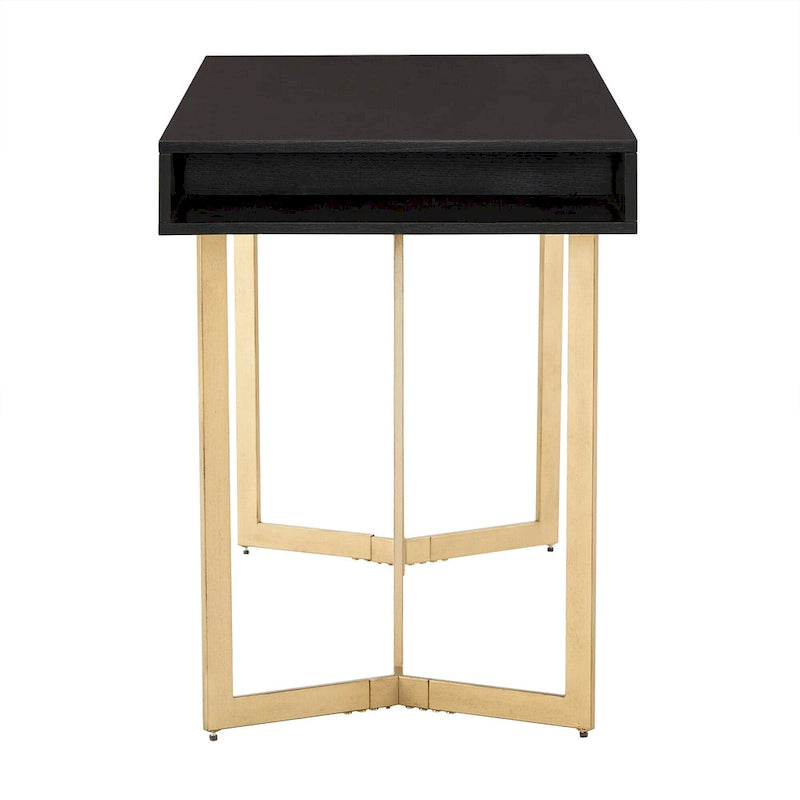 Bureau noir avec base en métal doré