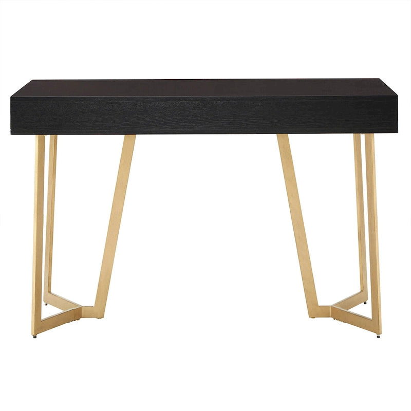 Bureau noir avec base en métal doré