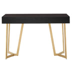 Bureau noir avec base en métal doré