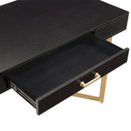 Bureau noir avec base en métal doré