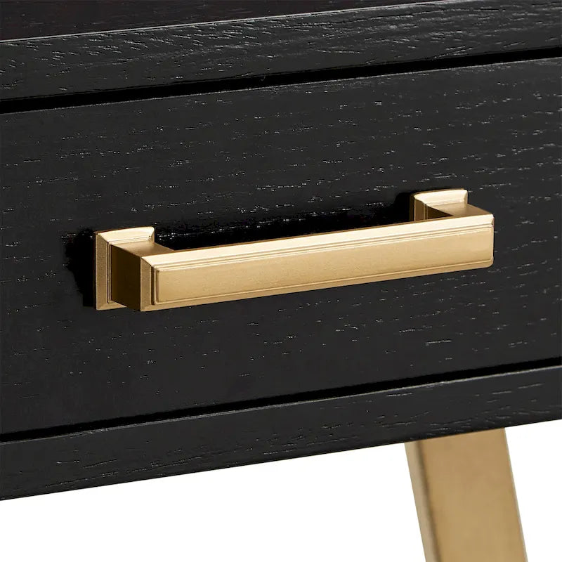 Bureau noir avec base en métal doré