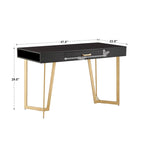 Bureau noir avec base en métal doré