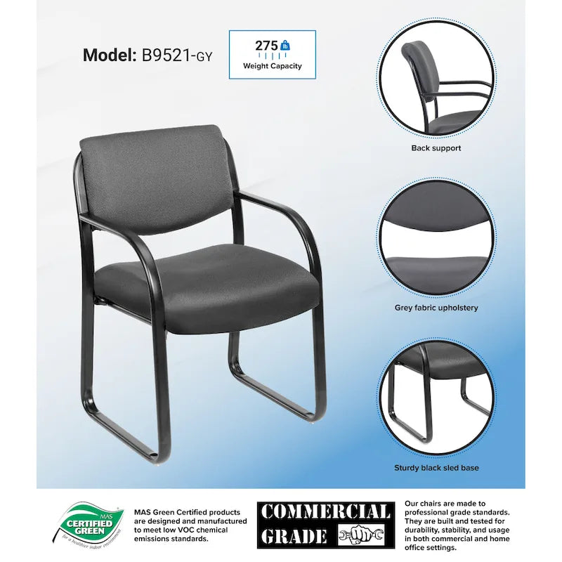 Fauteuil visiteur avec cadre en acier et revêtement en tissu