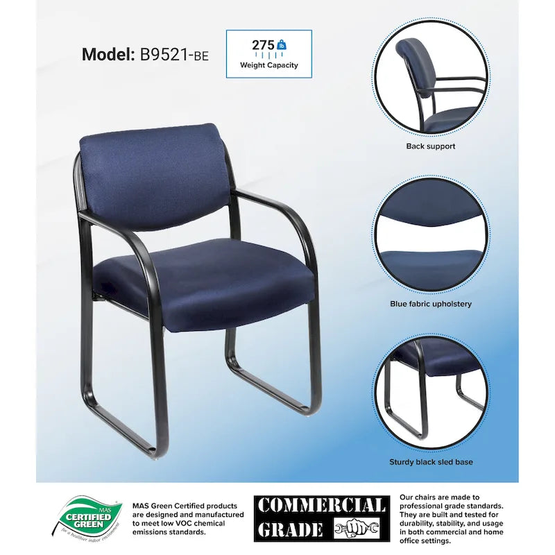 Fauteuil visiteur avec cadre en acier et revêtement en tissu