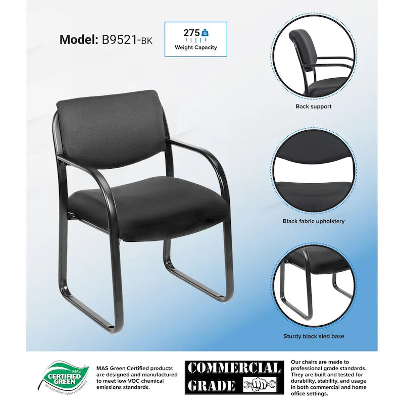 Fauteuil visiteur avec cadre en acier et revêtement en tissu