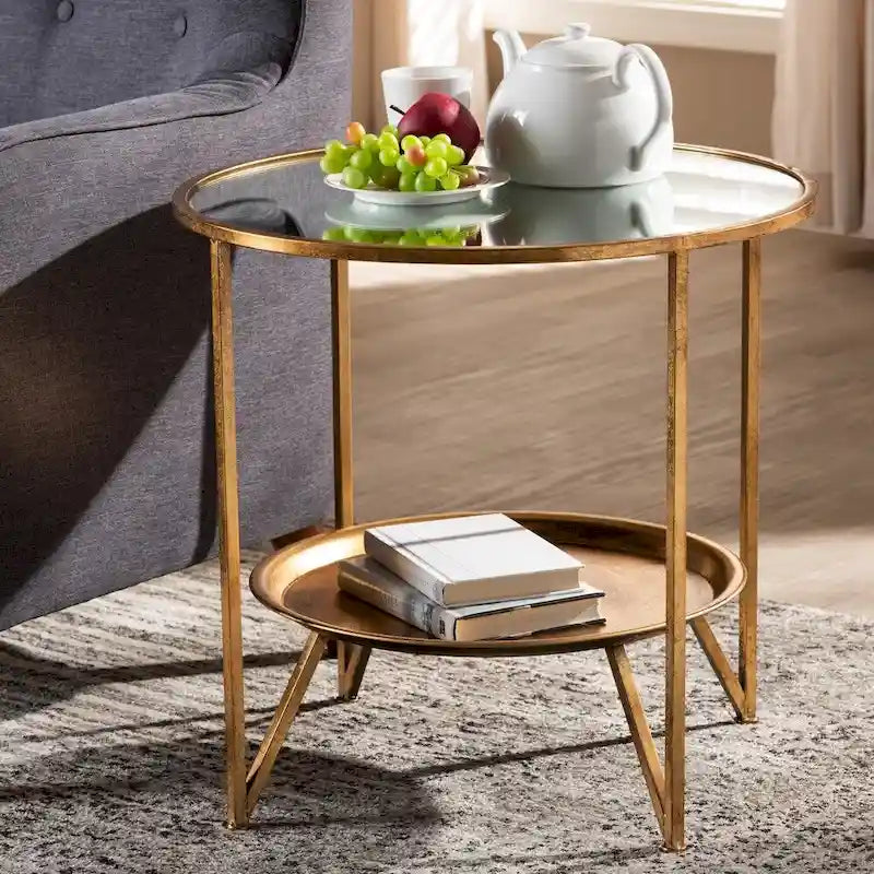 Table d'appoint contemporaine en or antique
