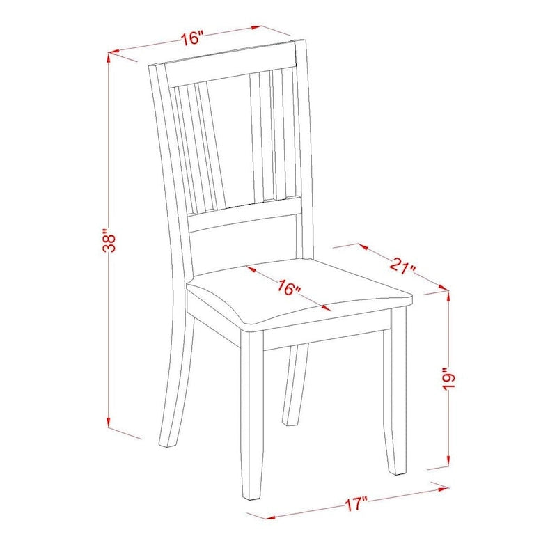 Chaises de salle à manger Dudley - Chaises à dossier à lattes, lot de 2, Acajou (Options de siège)