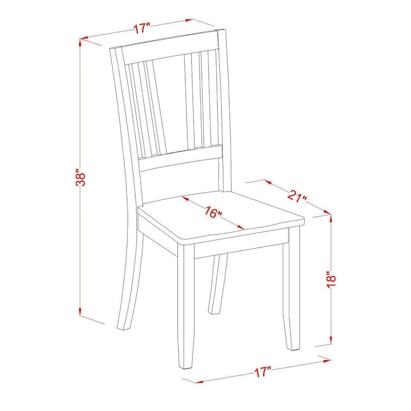 Chaises de salle à manger Dudley - Chaises à dossier à lattes, lot de 2, Acajou (Options de siège)