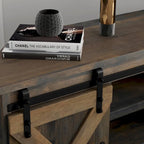 Meuble TV d'angle de style rustique de 56 po pour téléviseurs jusqu'à 60 po, aucun assemblage requis, fini bois de grange
