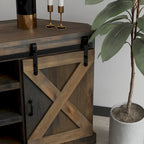 Meuble TV d'angle de style rustique de 56 po pour téléviseurs jusqu'à 60 po, aucun assemblage requis, fini bois de grange