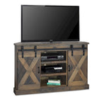 Meuble TV d'angle de style rustique de 56 po pour téléviseurs jusqu'à 60 po, aucun assemblage requis, fini bois de grange