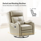 Fauteuil inclinable, pivotant et berçant en cuir véritable avec clous décoratifs par