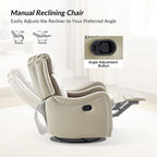 Fauteuil inclinable, pivotant et berçant en cuir véritable avec clous décoratifs par