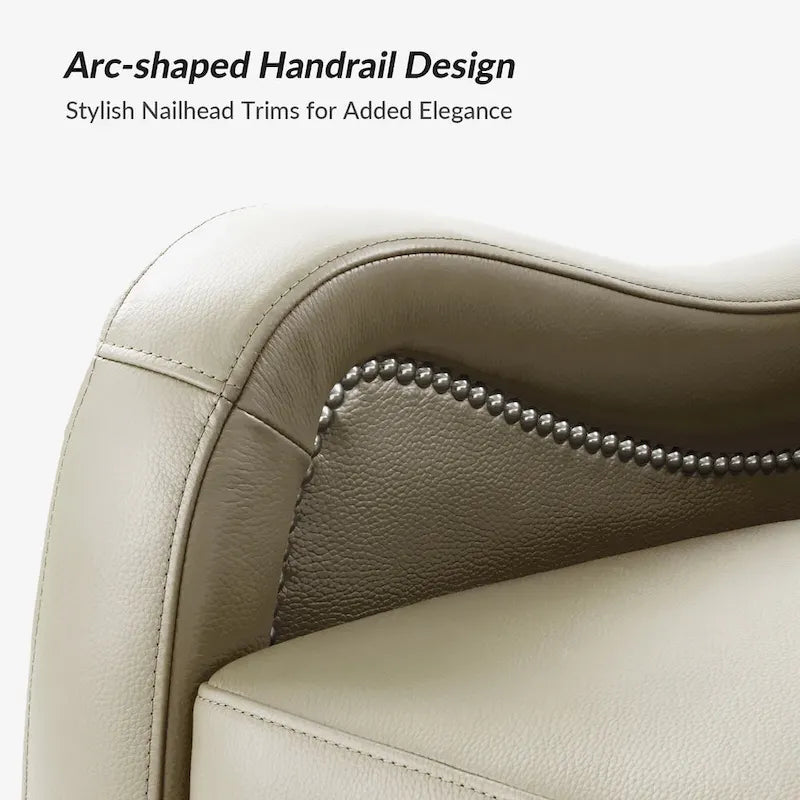 Fauteuil inclinable, pivotant et berçant en cuir véritable avec clous décoratifs par