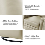 Fauteuil inclinable, pivotant et berçant en cuir véritable avec clous décoratifs par