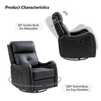 Fauteuil inclinable, pivotant et berçant en cuir véritable avec clous décoratifs par