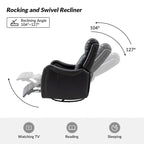 Fauteuil inclinable, pivotant et berçant en cuir véritable avec clous décoratifs par