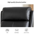 Fauteuil inclinable, pivotant et berçant en cuir véritable avec clous décoratifs par
