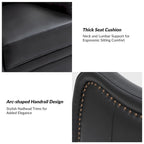 Fauteuil inclinable, pivotant et berçant en cuir véritable avec clous décoratifs par