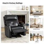 Fauteuil inclinable, pivotant et berçant en cuir véritable avec clous décoratifs par