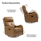 Fauteuil inclinable, pivotant et berçant en cuir véritable avec clous décoratifs par