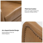 Fauteuil inclinable, pivotant et berçant en cuir véritable avec clous décoratifs par