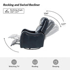 Fauteuil inclinable, pivotant et berçant en cuir véritable avec clous décoratifs par