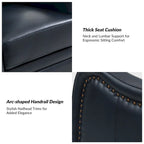 Fauteuil inclinable, pivotant et berçant en cuir véritable avec clous décoratifs par